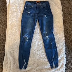 Wax Jean Navy Distressed Skinny Jeans